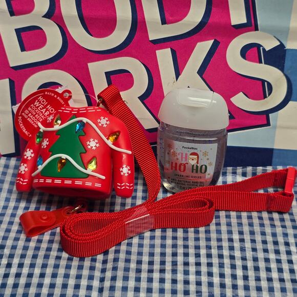 BBW Red Ugly Sweater Wearable Pocketbac Holder ID Lanyard & Ho Ho Icicle Refill - Picture 1 of 2